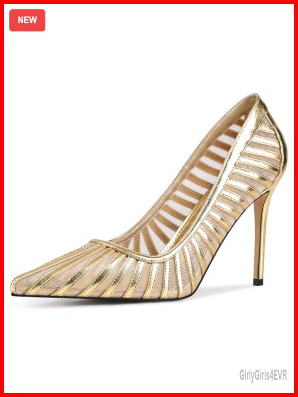Mesh Pointed Toe Stiletto Heels Pull-On Office Dress Pumps